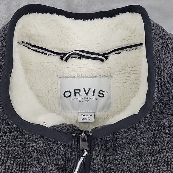 Orvis Mens Sherpa Lined Jacket Size XXL Soft Stretchy Knit Quarter Zip Pockets - Picture 6 of 14
